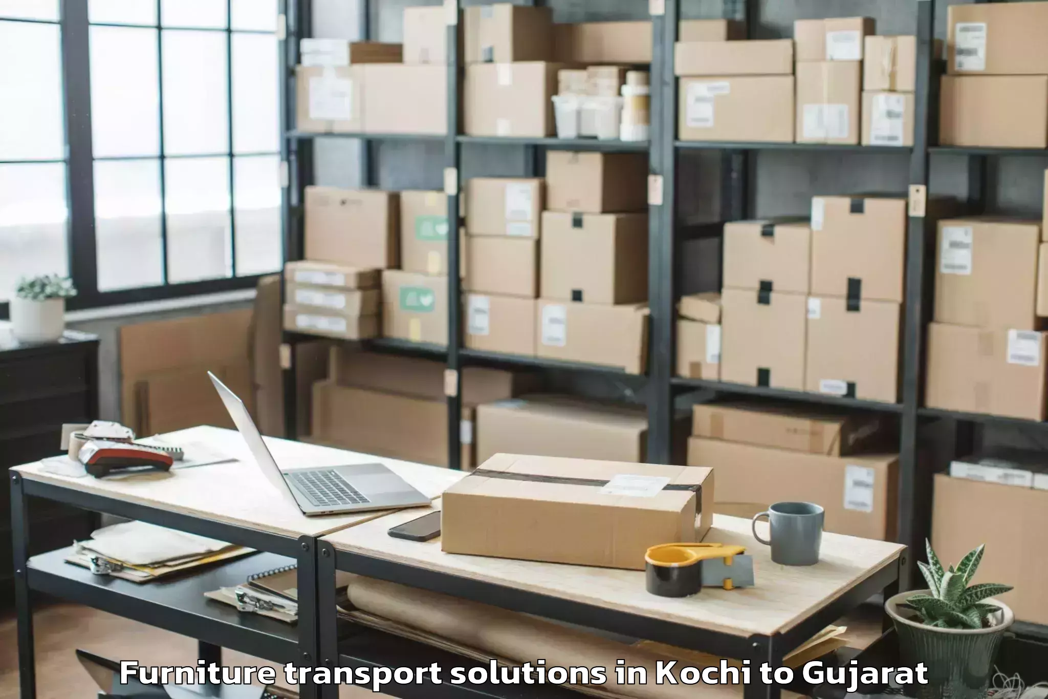 Reliable Kochi to Khambhaliya Furniture Transport Solutions